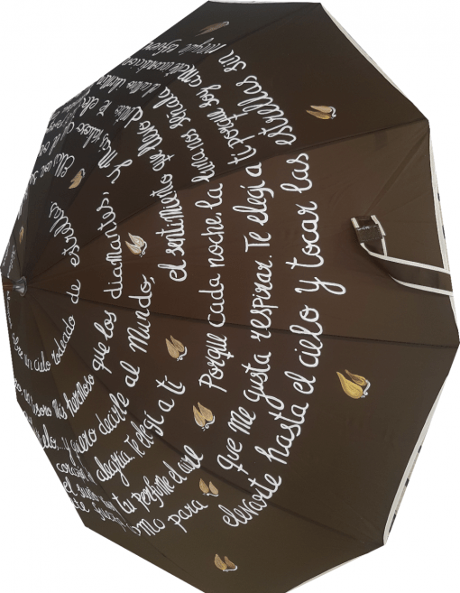 Díselo con un poema, paraguas pintado a mano para el día de los enamorados.