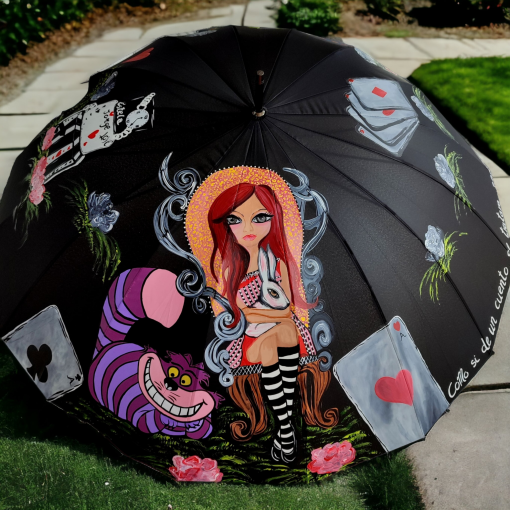 Paraguas de Alicia en el País de las maravillas, pintado byMIRENE artista.